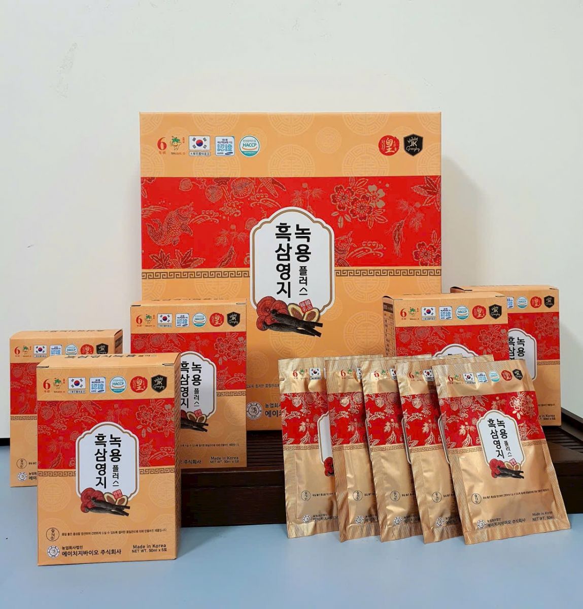 NƯỚC HẮC SÂM NHUNG HƯƠU LINH CHI HỘP 30 GÓI X 50 ML HÀN QUỐC